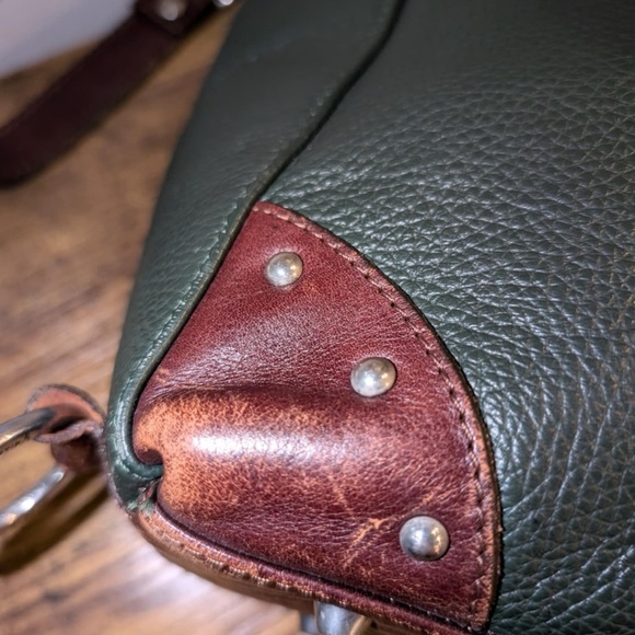 Vintage Valentina Italian leather Green/Brown with Classic Hobo Design - Picture 7 of 12